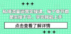 私域流量运营实操课，每个章节都是实操干货，学完就能上手-金易项目网