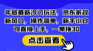年底最新冷门玩法，京东家政新风口，操作简单，新手小白可直接上手，一单挣30【揭秘】-金易项目网