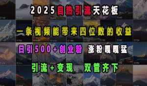 2025自热引流天花板，一条视频能带来四位数的收益，引流+变现双管齐下，日引500+创业粉，涨粉嘎嘎猛-金易项目网