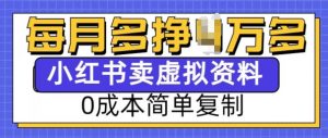 小红书虚拟资料项目，0成本简单复制，每个月多挣1W【揭秘】-金易项目网