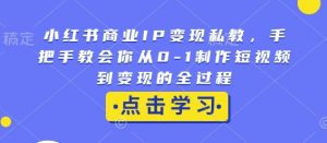 小红书商业IP变现私教，手把手教会你从0-1制作短视频到变现的全过程-金易项目网
