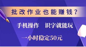 批改作业也能赚钱？0门槛手机项目，识字就能玩！一小时50元！-金易项目网