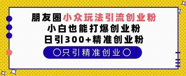 朋友圈小众玩法引流创业粉，小白也能打爆创业粉，日引300+精准创业粉【揭秘】-金易项目网