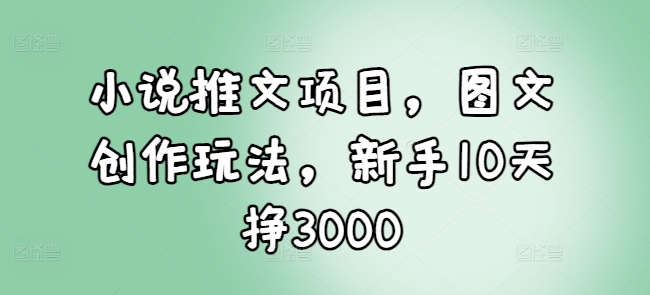 小说推文项目，图文创作玩法，新手10天挣3000-金易项目网