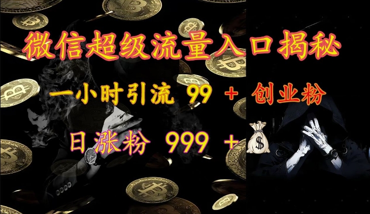 微信超级流量入口揭秘：一小时引流 99 + 创业粉，日涨粉 999 +-金易项目网