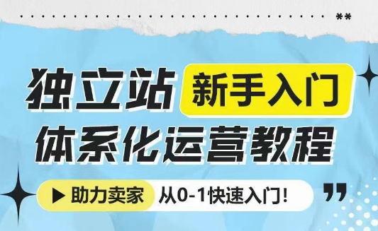 独立站新手入门体系化运营教程，助力独立站卖家从0-1快速入门!-金易项目网
