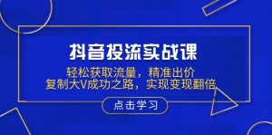 抖音投流实战课，轻松获取流量，精准出价，复制大V成功之路，实现变现翻倍-金易项目网
