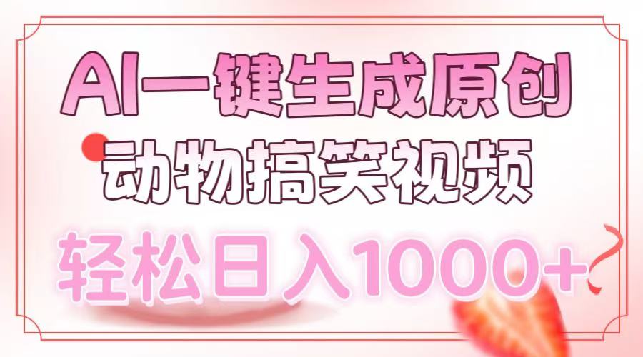 AI一键生成原创动物搞笑视频，轻松日入1000+-金易项目网