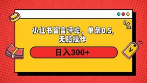 小红书评论单条0.5元，日入300＋，无上限，详细操作流程-金易项目网