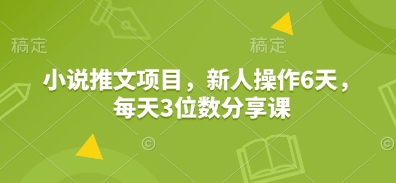 小说推文项目，新人操作6天，每天3位数分享课-金易项目网