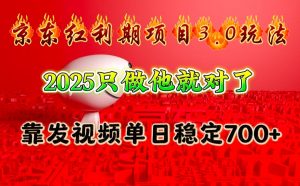京东红利项目3.0玩法，2025只做他就对了，靠发视频单日稳定700+-金易项目网