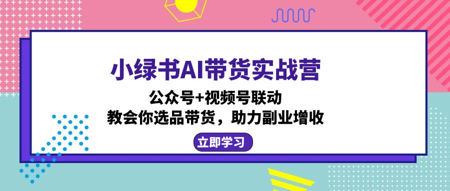 小绿书AI带货实战营：公众号+视频号联动，教会你选品带货，助力副业增收-金易项目网