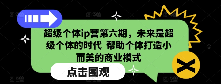 超级个体ip营第六期，未来是超级个体的时代  帮助个体打造小而美的商业模式-金易项目网