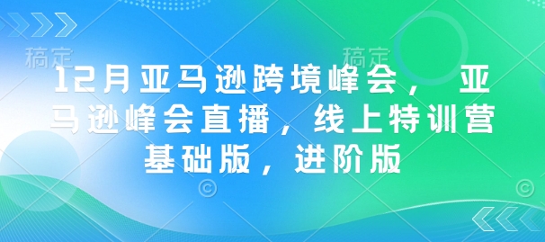 12月亚马逊跨境峰会， 亚马逊峰会直播，线上特训营基础版，进阶版-金易项目网