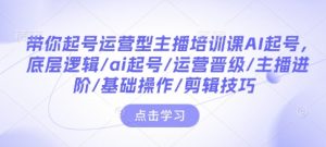带你起号运营型主播培训课AI起号，底层逻辑/ai起号/运营晋级/主播进阶/基础操作/剪辑技巧-金易项目网