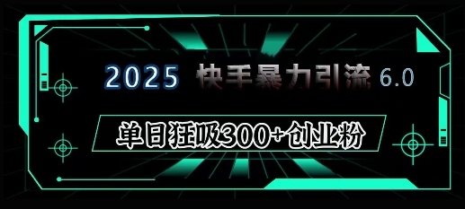2025年快手6.0保姆级教程震撼来袭，单日狂吸300+精准创业粉-金易项目网