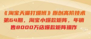 《淘宝天猫打爆班》原创高阶技术第64期，淘宝小爆款矩阵，年销售8000万店爆款矩阵操作-金易项目网