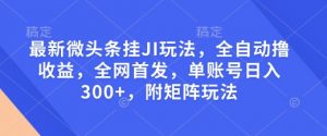 最新微头条挂JI玩法，全自动撸收益，全网首发，单账号日入300+，附矩阵玩法【揭秘】-金易项目网