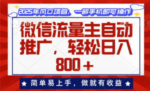 微信流量主自动推广，轻松日入800+，简单易上手，做就有收益。-金易项目网