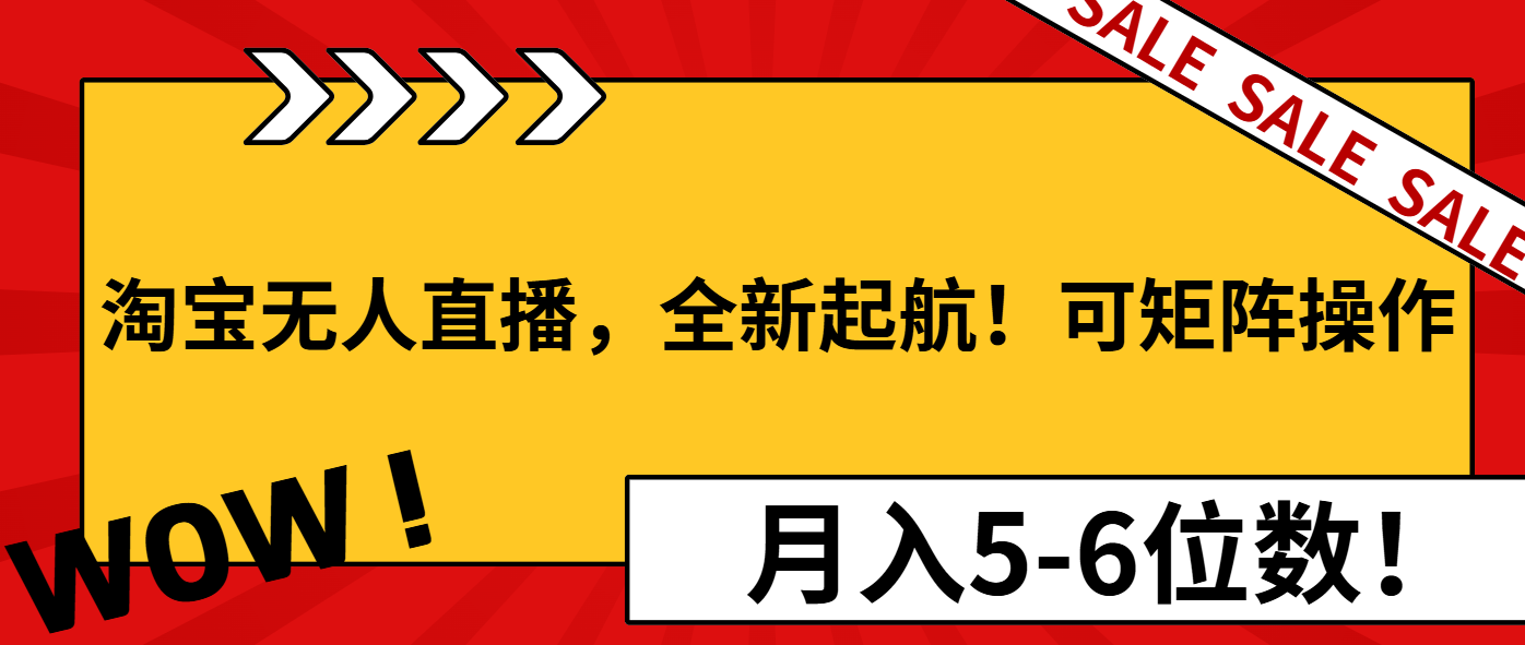 淘宝无人直播，全新起航！可矩阵操作，月入5-6位数！-金易项目网