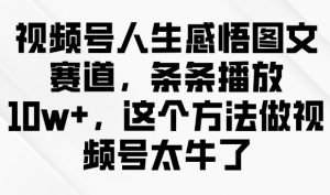 视频号人生感悟图文赛道，条条播放10w+，这个方法做视频号太牛了-金易项目网
