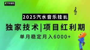 2025汽水音乐挂JI，独家技术，项目红利期，稳定月入5k【揭秘】-金易项目网