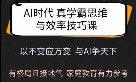 Ai时代真学霸思维与学习方法课，有格局且接地气，家庭教育有力参考-金易项目网