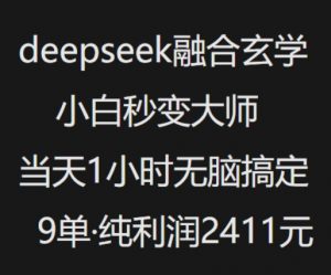 抖音小红书deepseek融合玄学，纯小白秒变大师，当天1小时无脑搞定9单，纯利润上千-金易项目网