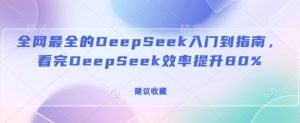 全网最全的DeepSeek入门到指南，看完DeepSeek效率提升80%(建议收藏)-金易项目网