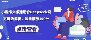 小说推文搬运配合Deepseek设定玩法揭秘，流量暴涨100%-金易项目网