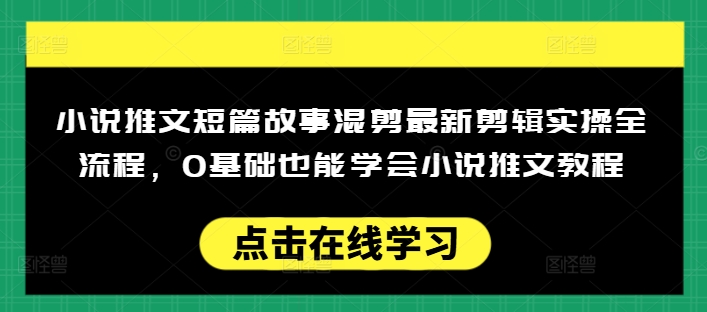 小说推文短篇故事混剪最新剪辑实操全流程，0基础也能学会小说推文教程，肯干多发日入多张-金易项目网