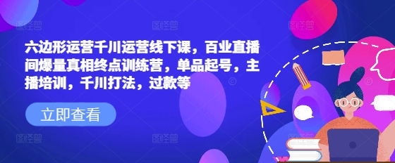 六边形运营千川运营线下课，百业直播间爆量真相终点训练营，单品起号，主播培训，千川打法，过款等-金易项目网