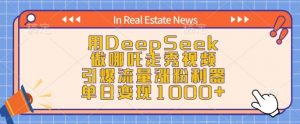 用DeepSeek做哪吒走秀视频，引爆流量涨粉利器，单日变现1k-金易项目网