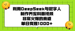 利用DeepSeek与数字人制作养宠科普视频，非常火爆的赛道，单日变现多张-金易项目网
