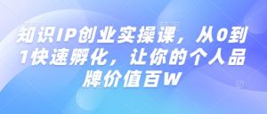 知识IP创业实操课，从0到1快速孵化，让你的个人品牌价值百W-金易项目网