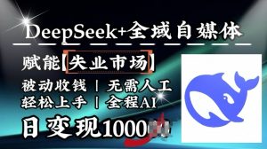 降维打击，Deepseek+全域自媒体，赋能失业市场，被动收钱，无需人工全程AI，日变现1k-金易项目网