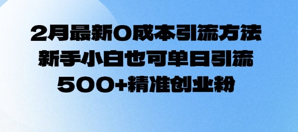 2月最新0成本引流方法，新手小白也可单日引流500+精准创业粉-金易项目网