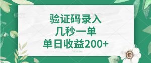 验证码录入，几秒一单，单日收益200+-金易项目网