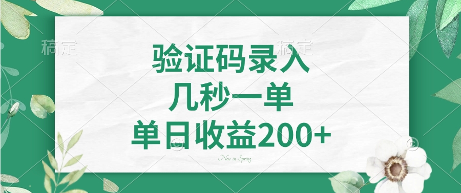 验证码录入，几秒一单，单日收益200+-金易项目网
