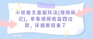 小说推文最新玩法(视频标记)，单条视频收益四位数，详细教程来了-金易项目网