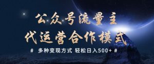 公众号流量主代运营  多种变现方式 轻松日入5张【揭秘】-金易项目网