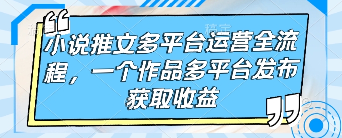 小说推文多平台运营全流程，一个作品多平台发布获取收益-金易项目网