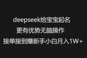 deepseek给宝宝起名更有优势无脑操作接单接到爆新手小白月入1W+-金易项目网