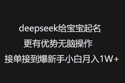 deepseek给宝宝起名更有优势无脑操作接单接到爆新手小白月入1W+-金易项目网