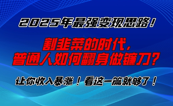 2025年最强变现思路，割韭菜的时代， 普通人如何翻身做镰刀？【揭秘】-金易项目网