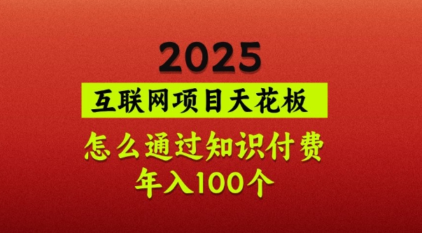 2025项目天花板，普通怎么通过知识付费翻身，年入百个【揭秘】-金易项目网