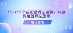 2025年进阶金牌主播课，抖音的推流算法逻辑-金易项目网