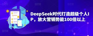 DeepSeek时代打造超级个人IP，放大营销势能100倍以上-金易项目网