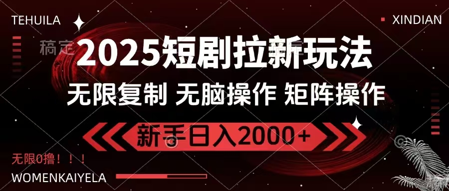 2025短剧拉新玩法，无需注册登录，无限0撸，无脑批量操作日入2000+-金易项目网