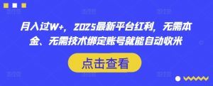 月入过W+，2025最新平台红利，无需本金、无需技术绑定账号就能自动收米-金易项目网